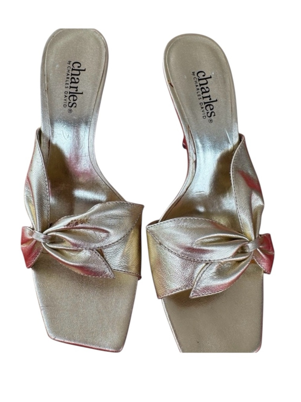 Gold Leather slide sandals by Charles David (New). size 6